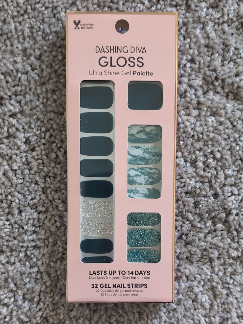 Dashing Diva Gloss Gel Press-On Nails — Teal & Glitter Palette